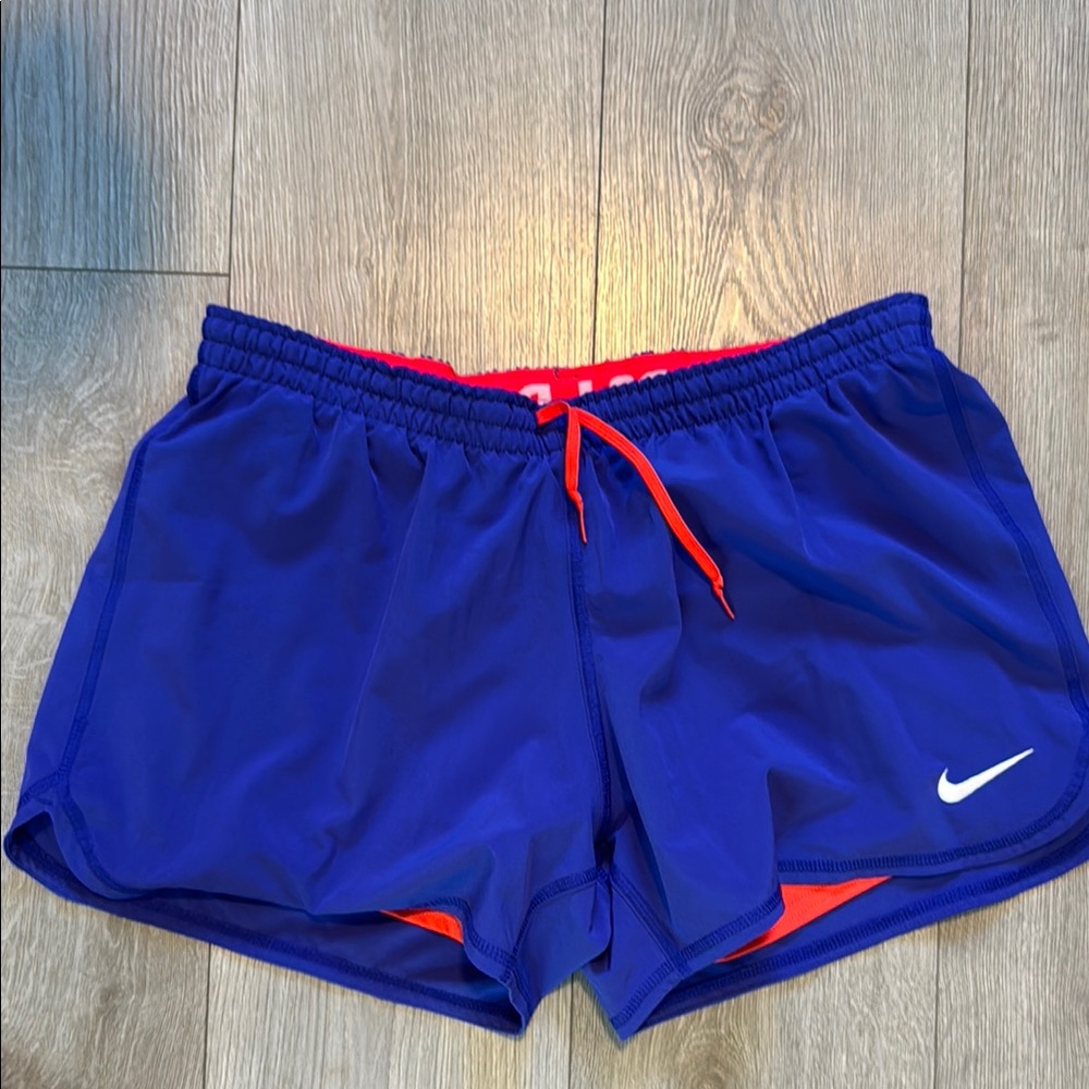 Nike Royal Blue Running Shorts with Red/orange Trim